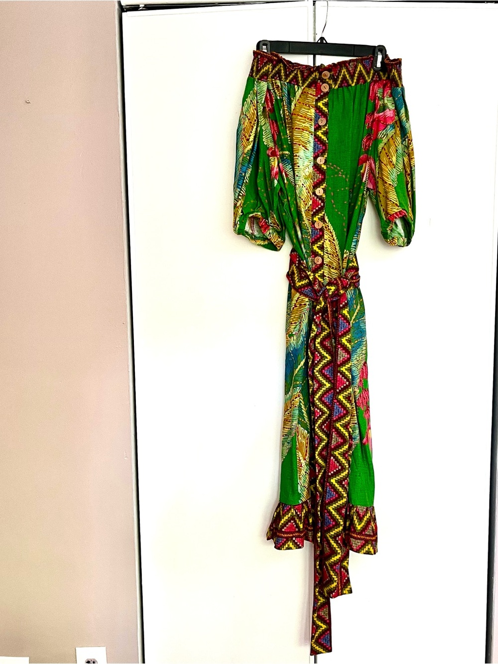 FARM Rio Green Tropical Midi Dress with Yellow, Pink & Blue Accents - Picture 8 of 8